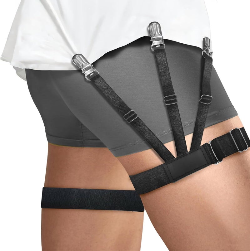 Lorzot Upgrade Elastic Shirt Stays with Non-Slip Garters - Men's Police Military Shirt Holders, Tucked In - Image 1